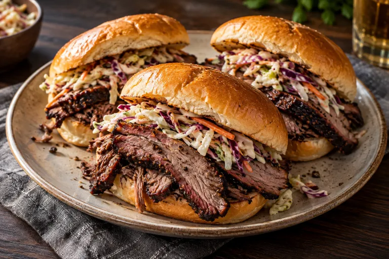 Black-pepper smoked brisket rolls · finished dish