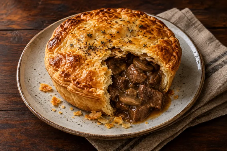 Beef & mushroom steak pie · finished dish