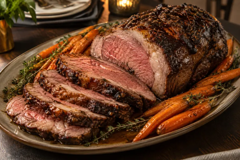 Maple-smoked ribeye roast · finished dish