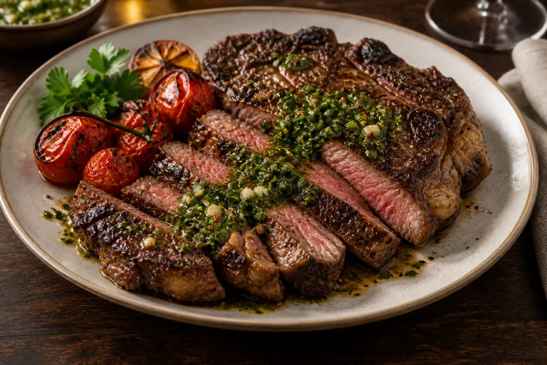 Ribeye with fresh chimichurri · finished dish