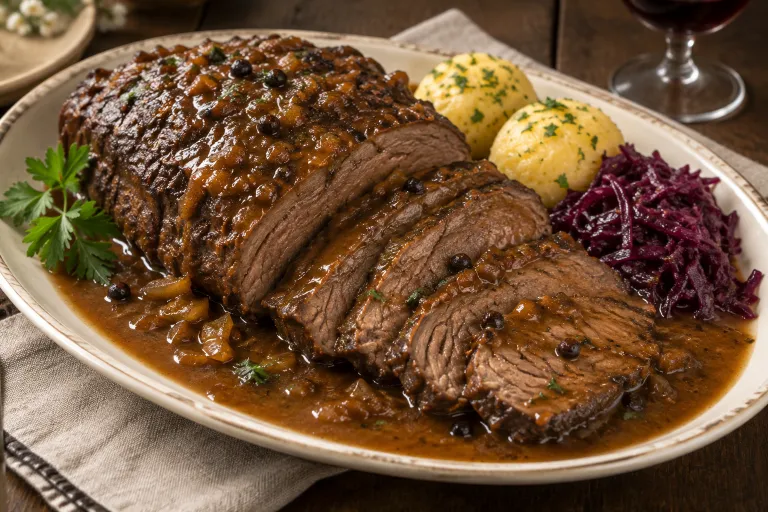 Sweet-sour sauerbraten roast · finished dish