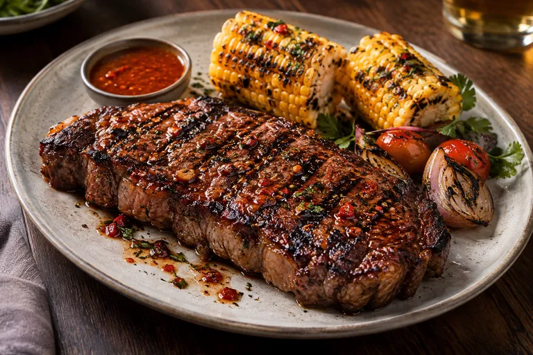 Peri-peri striploin at the braai · finished dish