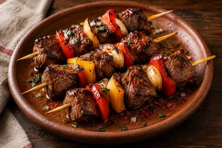 Paprika beef pinchos · finished dish