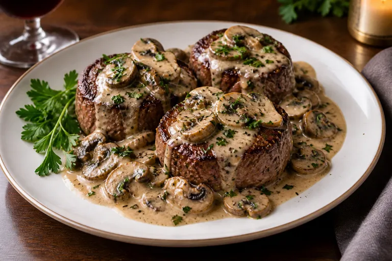 Steak Diane with mushrooms · finished dish