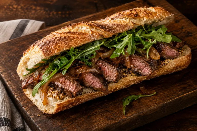 Striploin & caramelised-onion sandwich · finished dish